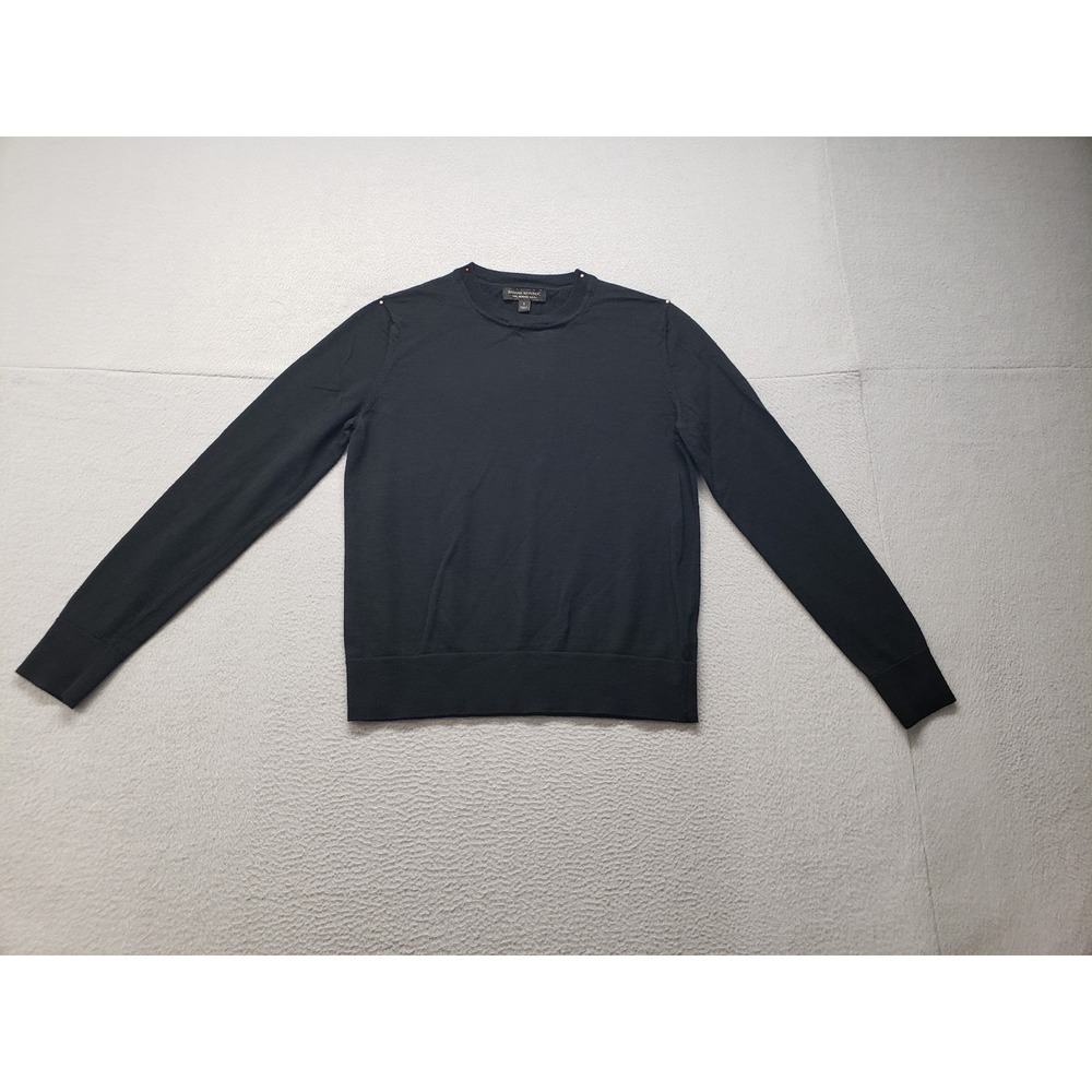 Banana Republic Men Sweater S Black 100% Wool Crew Neck Long Sleeve Warm Jumper